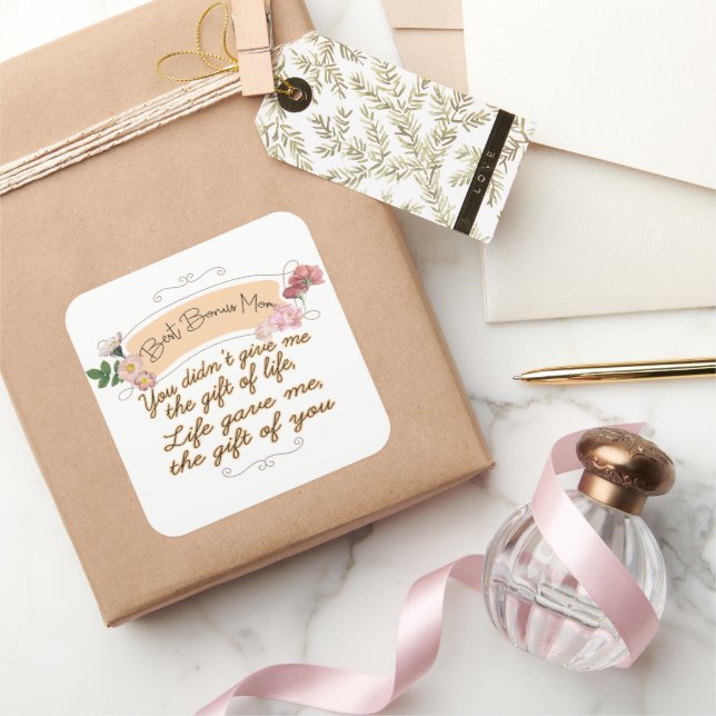 Best Bonus Mom Square Sticker (Gifting)