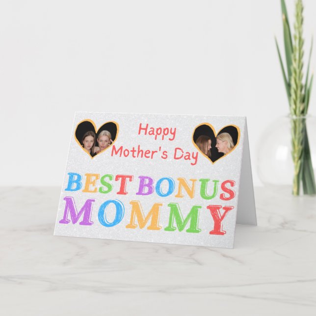 Best Bonus Mommy Custom Photo Mother's Day Card (Front)