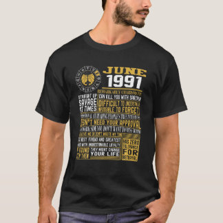 Best Born June 1991 Gemini Zodiac Signs 30Th Birth T-Shirt