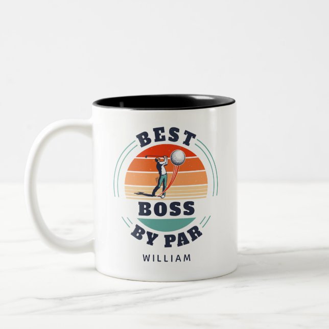 Best Boss By Par Custom Retro Golf Coworker Custom Two-Tone Coffee Mug (Left)