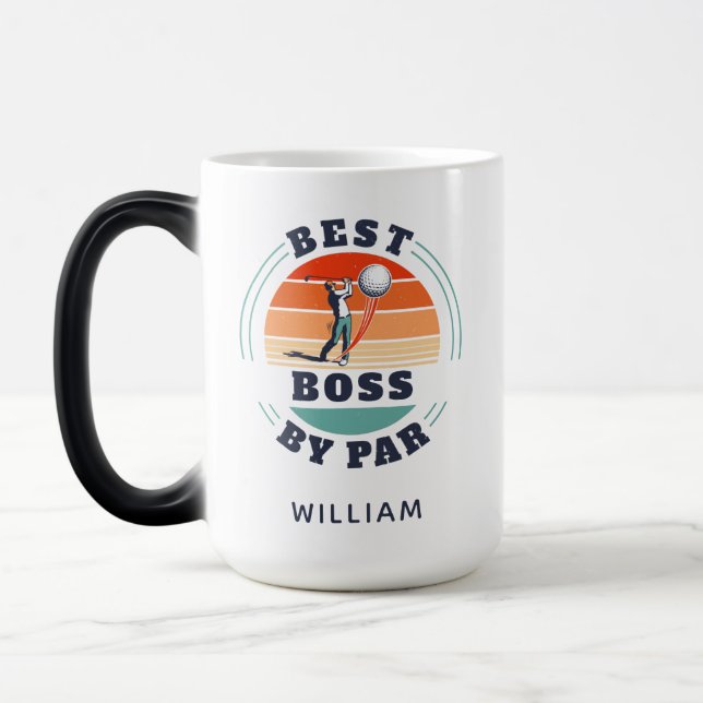 Best Boss By Par Custom Retro Golf Employer Magic Mug (Left)