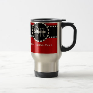 Best BOSS Ever Monogram and Custom Name RED Travel Mug
