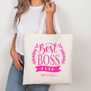 Best Boss Ever Personalized Wreath Tote Bag