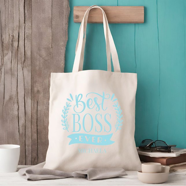 Best Boss Ever Personalized Wreath Tote Bag (Creator Uploaded)