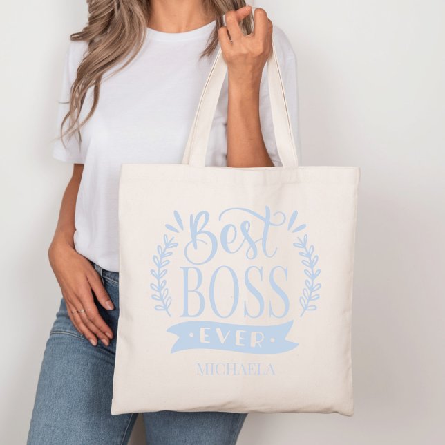 Best Boss Ever Personalized Wreath Tote Bag (Creator Uploaded)