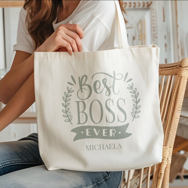 Best Boss Ever Personalized Wreath Tote Bag (Creator Uploaded)