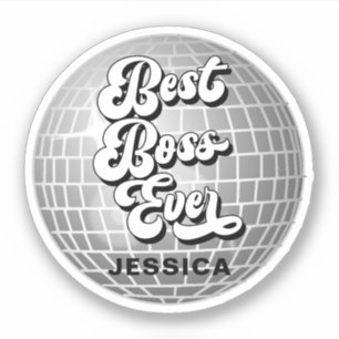 Best Boss Ever Silver Disco Ball Retro Custom
