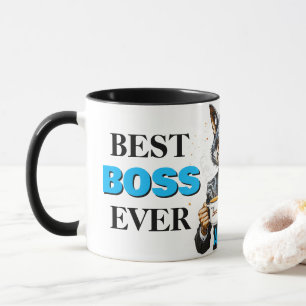 Best Boss Ever Wolf With Coffee and Quote Mug