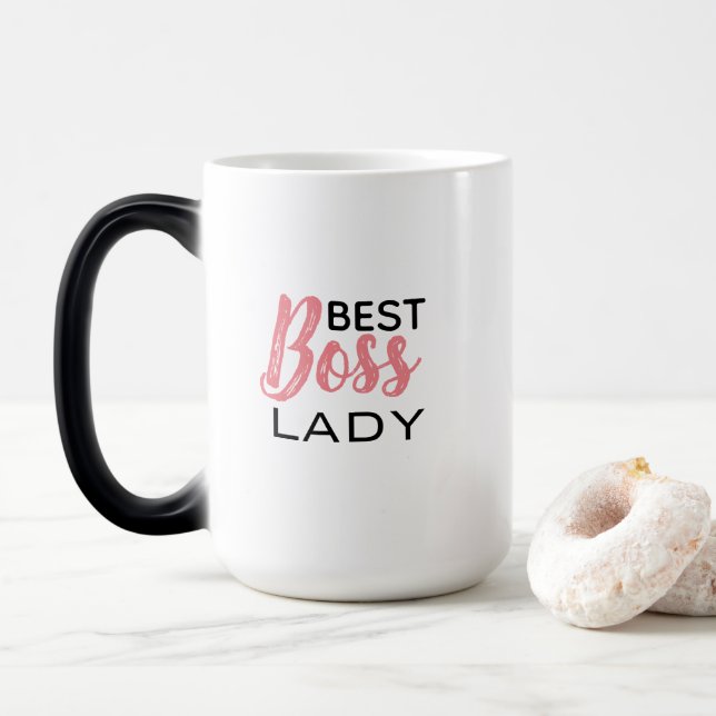 Best Boss Lady Typography Colour Changing Magic Mug (With Donut)
