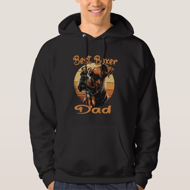 Best Boxer Dad Boxer Sunset Retro Dog Owner Dog Hoodie (Front)