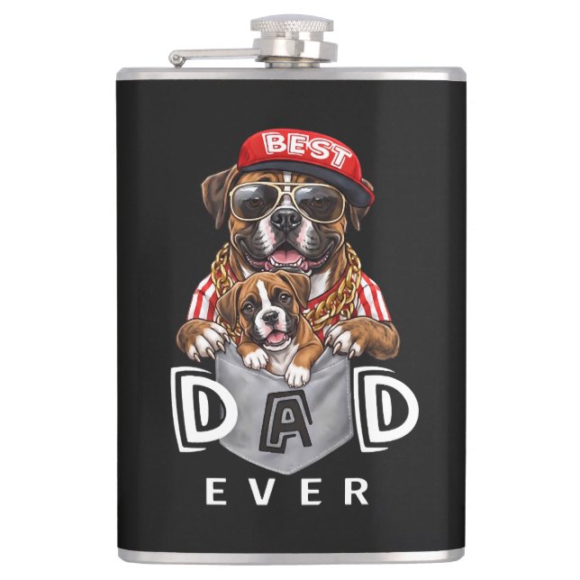 Best Boxer Dad Ever Hip Flask (Front)