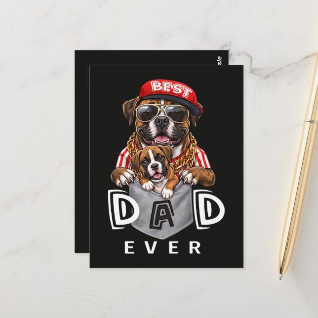 Best Boxer Dad Ever Postcard (Front/Back In Situ)