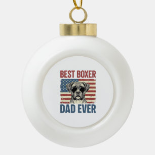 Best Boxer Dad Ever Vintage Dog Ceramic Ball Christmas Ornament