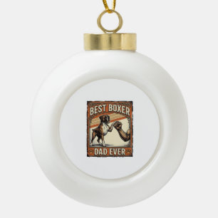 Best Boxer Dad Ever Vintage Dog Dad Ceramic Ball Christmas Ornament