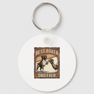 Best Boxer Dad Ever Vintage Dog Dad Keychain