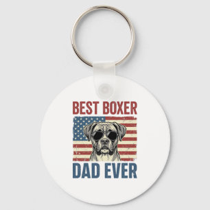 Best Boxer Dad Ever Vintage Dog Keychain