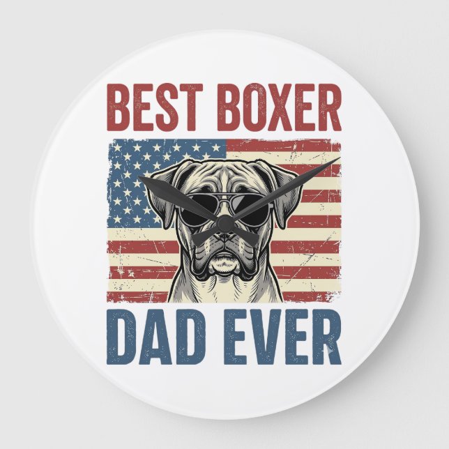 Best Boxer Dad Ever Vintage Dog Large Clock (Front)