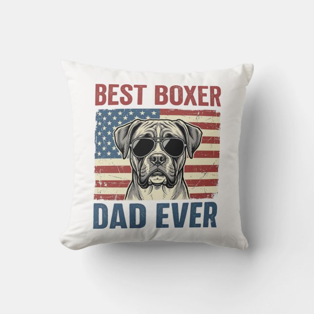Best Boxer Dad Ever Vintage Dog Throw Pillow (Front)