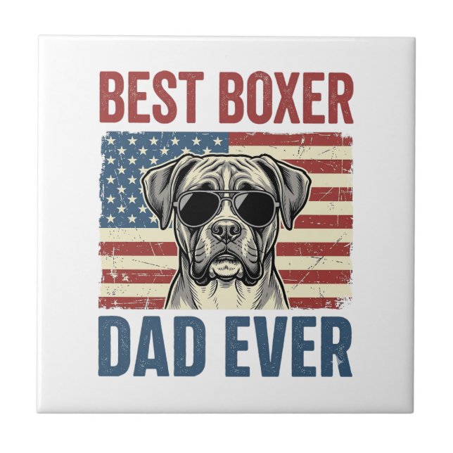 Best Boxer Dad Ever Vintage Dog Tile (Front)
