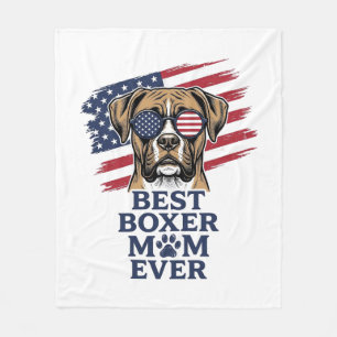 Best Boxer Mom Ever Patriotic Dog Shirt Design_1 Fleece Blanket