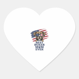 Best Boxer Mom Ever Patriotic Dog Shirt Design_1 Heart Sticker