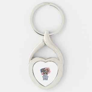 Best Boxer Mom Ever Patriotic Dog Shirt Design_1 Keychain