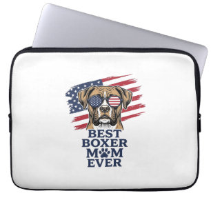 Best Boxer Mom Ever Patriotic Dog Shirt Design_1 Laptop Sleeve