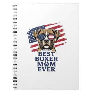 Best Boxer Mom Ever Patriotic Dog Shirt Design_1 Notebook