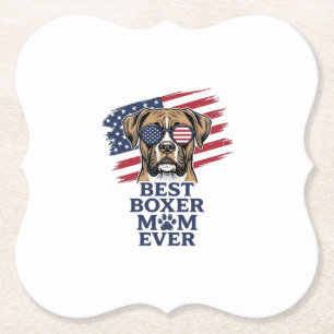 Best Boxer Mom Ever Patriotic Dog Shirt Design_1 Paper Coaster