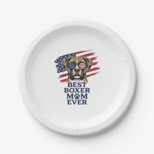 Best Boxer Mom Ever Patriotic Dog Shirt Design_1 Paper Plate