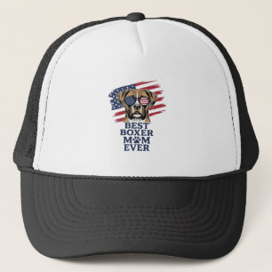 Best Boxer Mom Ever Patriotic Dog Shirt Design_1 Trucker Hat