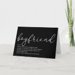 Best Boyfriend Definition Script Red Love Heart Card<br><div class="desc">Perfect for your boyfriend to create a unique gift. An ideal way to show him how amazing he is every day. Designed by Thisisnotme©</div>