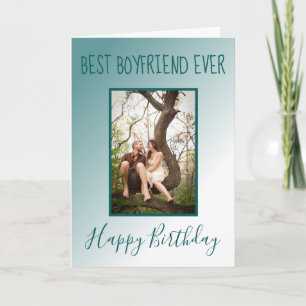 Best Boyfriend Ever Birthday Blue Ombre Photo Holiday Card