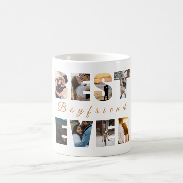 Best boyfriend ever custom text photo coffee mug (Center)