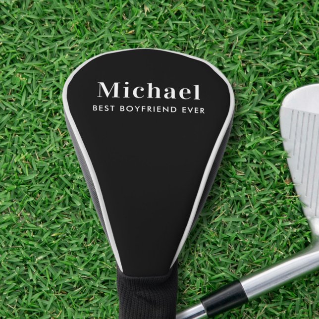 Best Boyfriend Ever Monogram Black Golf Head Cover (Creator Uploaded)