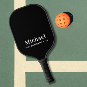Best Boyfriend Ever Monogram Black Pickleball Paddle