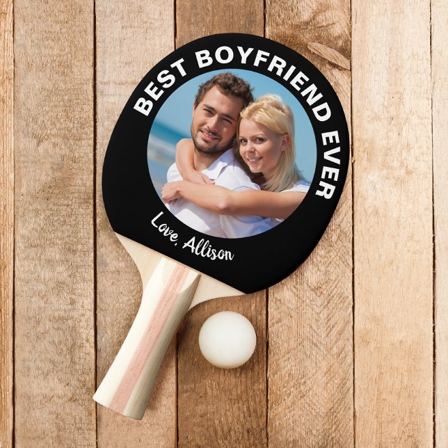 Best Boyfriend Ever Photo Black Ping Pong Paddle (Creator Uploaded)