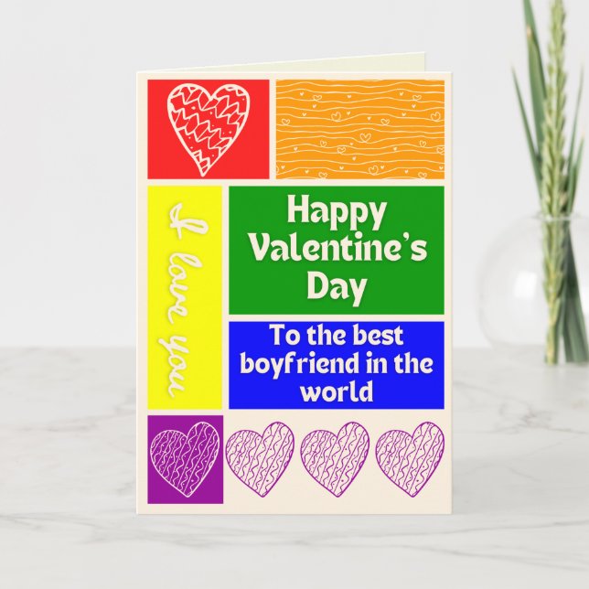 Best Boyfriend LGBT Pride Themed Valentine Card (Front)