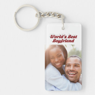 Best Boyfriend photo burgundy 3d text  Keychain