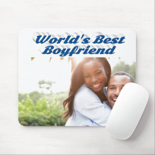 Best Boyfriend Photo with sea blue text Mouse Pad