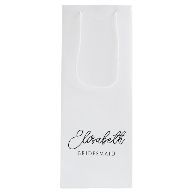 Best Bridesmaid Calligraphy Script Name Template Wine Gift Bag (Front)