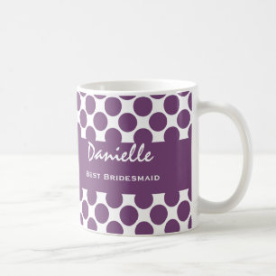 Best BRIDESMAID with PURPLE WHITE Polka Dots V18 Coffee Mug