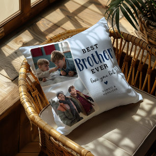 Best BROTHER Ever 2 Photo Cute Gift Throw Pillow