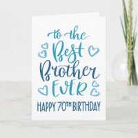 Best Brother Ever 70th Birthday Typography in Blue