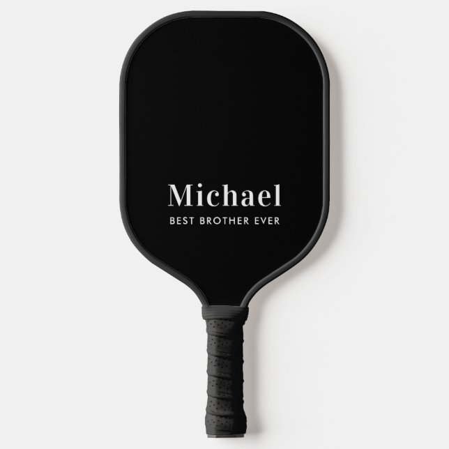 Best Brother Ever Monogram Black Pickleball Paddle (Front)