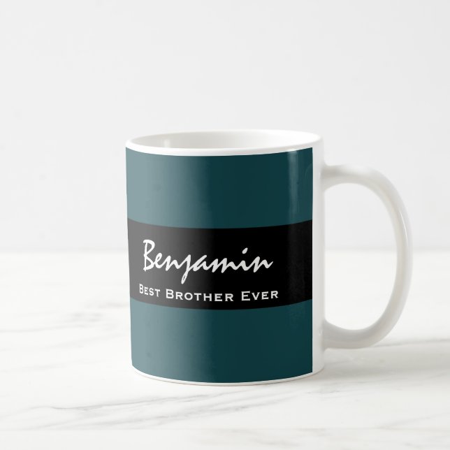 Best Brother Ever Teal and Black Custom Name Z10 Coffee Mug (Right)