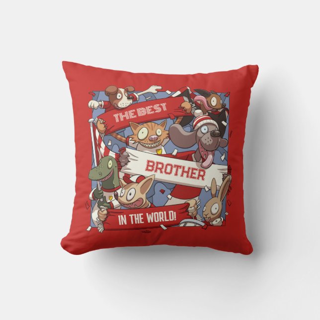 Best Brother Funny Cartoon Animal Sports Fans Throw Pillow (Front)