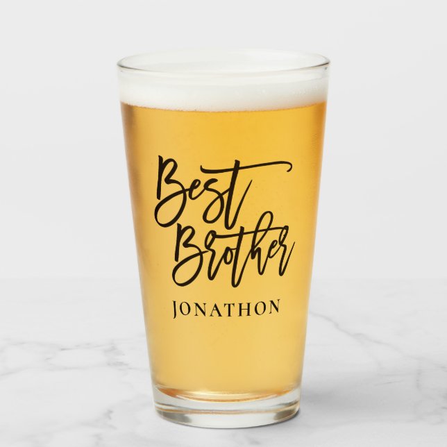 Best Brother Gift Black script typography Name Glass (Front Filled)