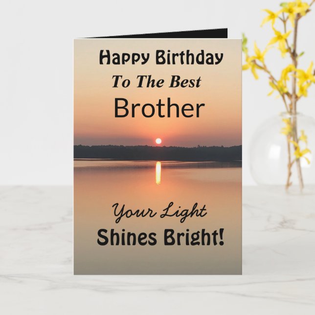 Best Brother Your Light Shines Bright Birthday Card (Yellow Flower)