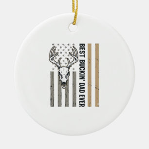 Best Buckin Dad Deer Hunting Vintage Shirt Design_ Ceramic Ornament